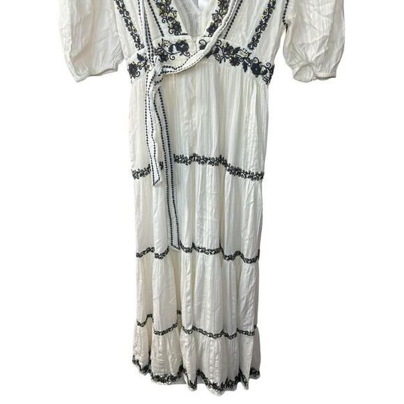 Ulla Johnson Handmade Boho White Beaded Maxi Dress Small - Picture 9 of 16